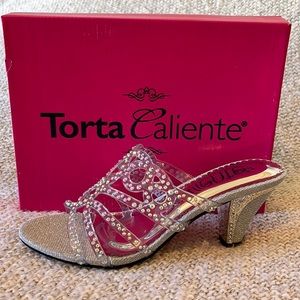 Slip on silver gel heels WIDE